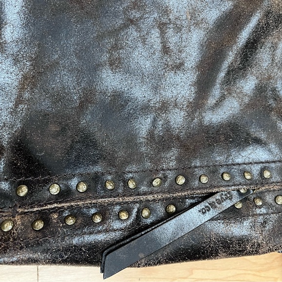 Frye Melissa Hobo Distressed Leather Studded Brown Shoulder Bag - Picture 9 of 9